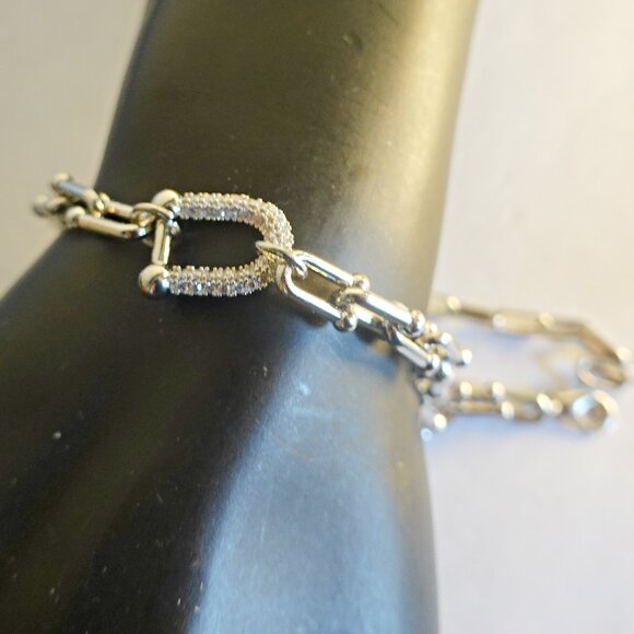 Silver plated pave CZ stone bracelet brand new - Picture 1 of 1